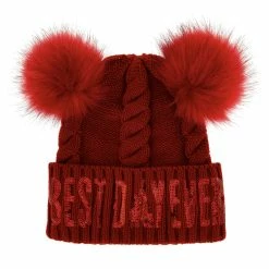 Discount 💯 Disney Knit Hat - Minnie Pom Poms - Best Day Ever - Red 🎉