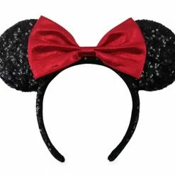 Outlet 👍 Disney Ears Headband - Minnie Mouse Sequined - Red Bow ⌛