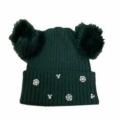 Cheapest 💯 Disney Knit Hat - Minnie Pom Poms - Mickey & Snowflakes - Green ❤️