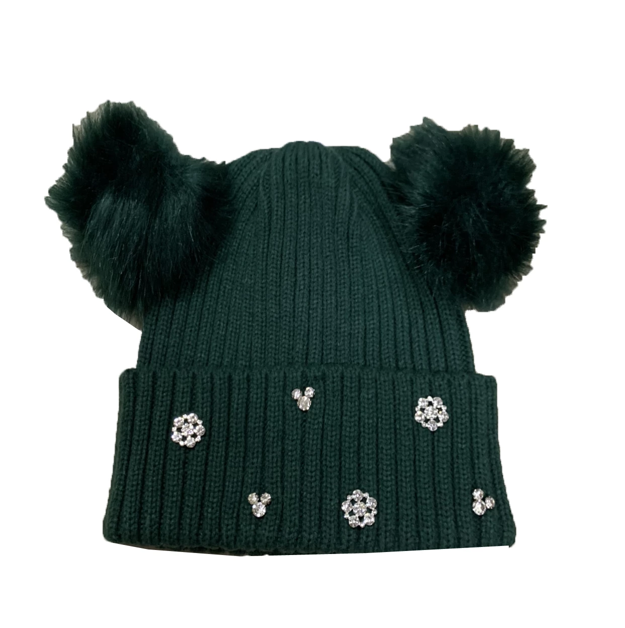 Cheapest 💯 Disney Knit Hat - Minnie Pom Poms - Mickey & Snowflakes - Green ❤️ 1 Cheapest 💯 Disney Knit Hat - Minnie Pom Poms - Mickey & Snowflakes - Green ❤️