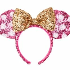 Top 10 ⌛ Disney Ears Headband - Minnie Mouse Sequined - Hot Pink & Gold 💯